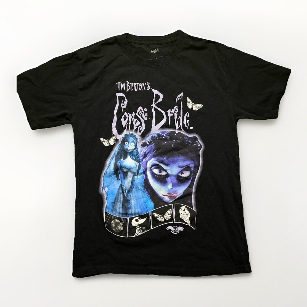 Corpse Bride Tim Burton Shirt M Glitter Graphic Tee Goth Horror Movie Halloween